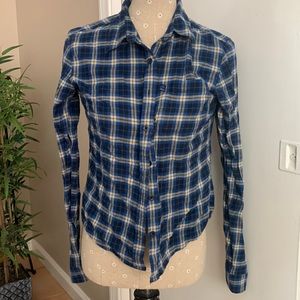 Blue and tan flannel